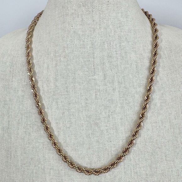 Avon Vintage Gold Tone Thick Chunky Rope Chain Necklace 24” - Picture 2 of 8